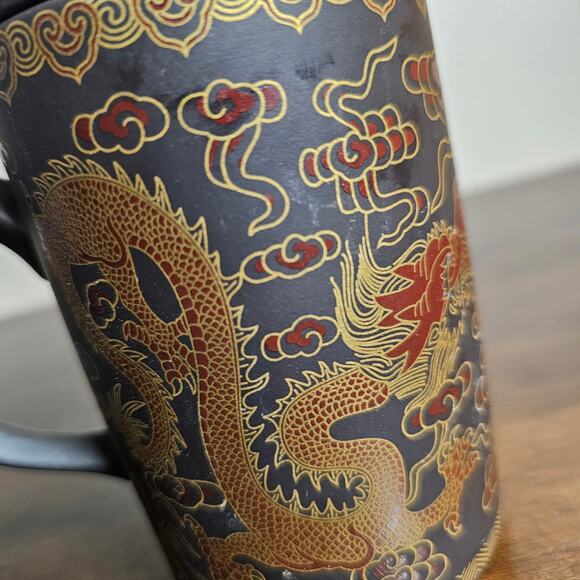 Yixing Dragon Painted Purple Clay Tea Mug W/ Lid Infuser Vintage Ceramic Tea Cup - Picture 2 of 6